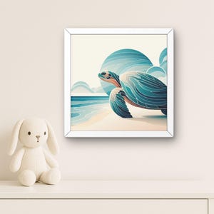 Sea Turtle Nursery Wall Art, Kids Ocean Animal Print, Coastal Baby Room Decor