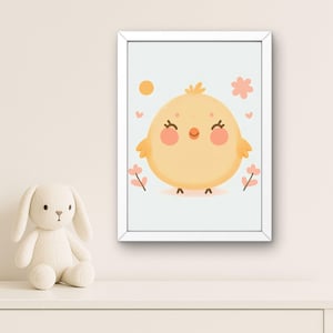 Cute Chick Nursery Wall Art | Baby Animal Print | Kids Room Digital Download