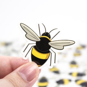 Bee Die Cut Glossy Vinyl Sticker | Original Art | Laptop Decal | Phone Case Decal | Stationary | Dishwasher Safe |