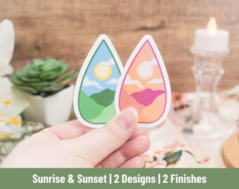 Sunrise Sunset Vinyl Sticker | Original Hand-Drawn Art | Holographic Nature Decal