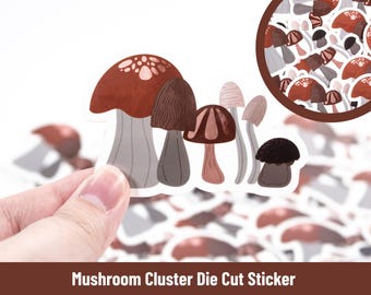Mushroom Cluster Vinyl Sticker | Original Hand-Drawn Art | Fungi Decal