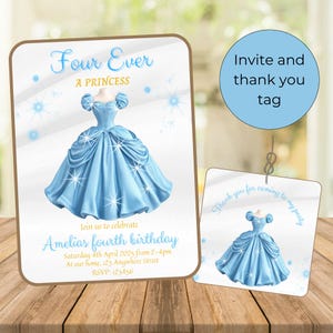 Four Ever a Princess invitation, download, girls 4th birthday invite editable template,  princess party, four ever magical castle party