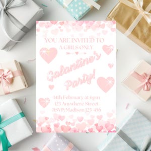 Galentines Day Party Invitation Editable Template Girls Night Invite Digital Download fun girls night out party invitation editable pink