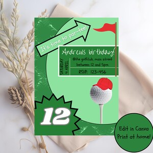 Lets par-tee birthday invitation template , boys party invite, golf themed party invitation, golf birthday party, editable digital download