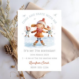 Ice Skating Birthday Invitation Editable Winter Skate Party Invite  Instant Download Girls Birthday Party evite digital download skating