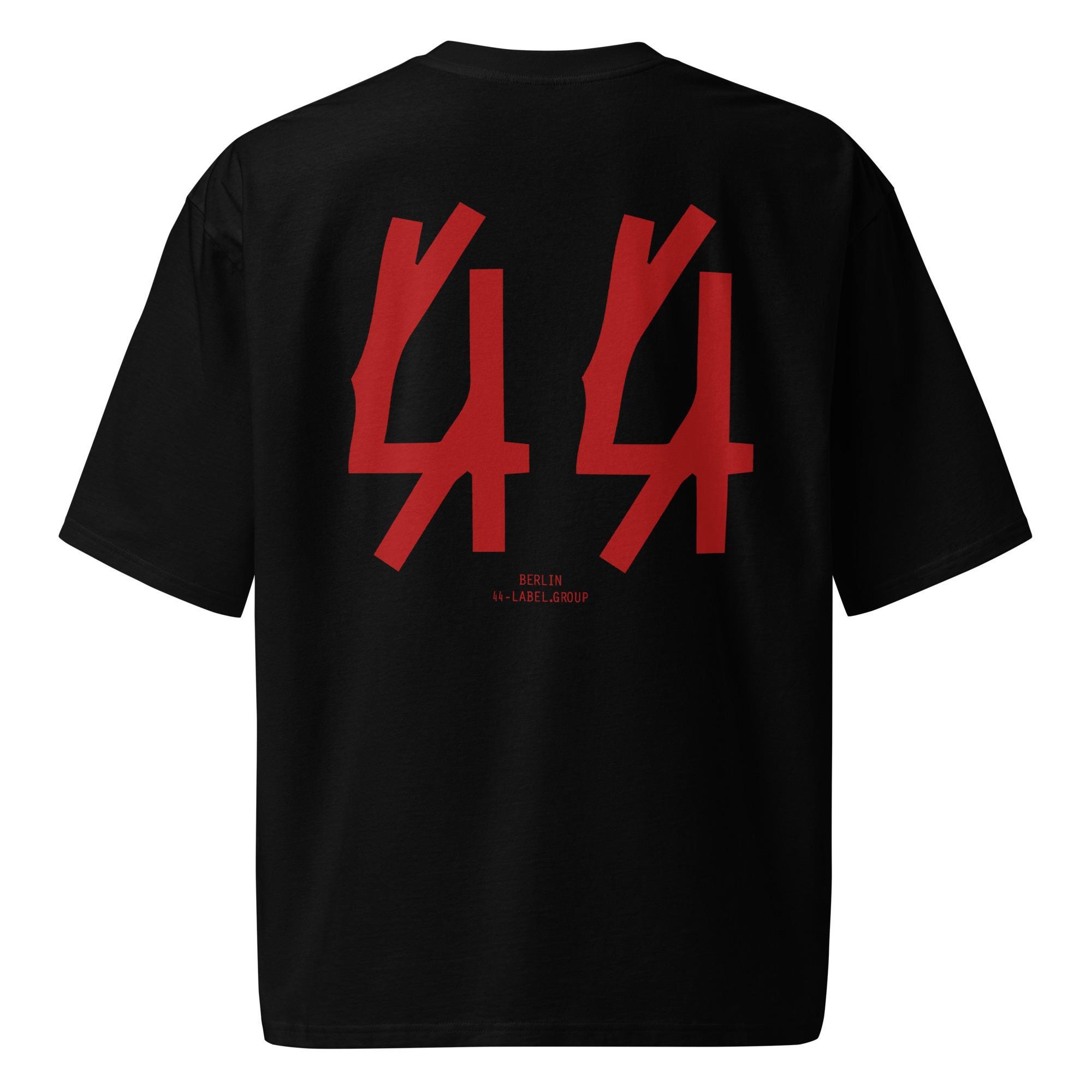 LABEL 44 Tee - Techno T-shirt, Oversized Black and Red Rave