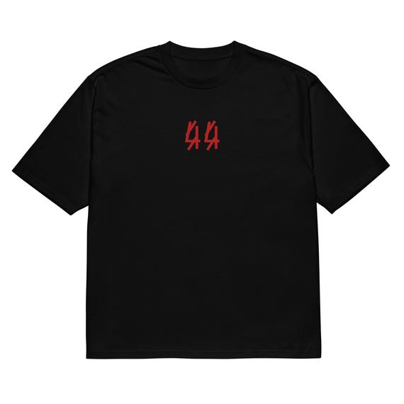 LABEL 44 Tee - Techno T-shirt, Oversized Black and Red Rave