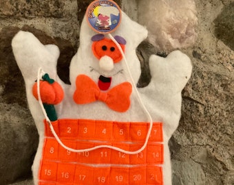 SALE Vintage Loomco Halloween Advent Calendar. Halloween Countdown Calendar. Hermitage Pottery Ghost Count Down Halloween Calendar