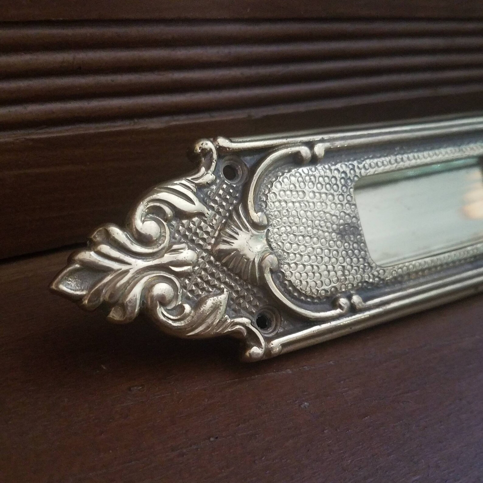 Vintage Solid Brass Pocket Door Handle. Ornate Brass hardware. Etsy