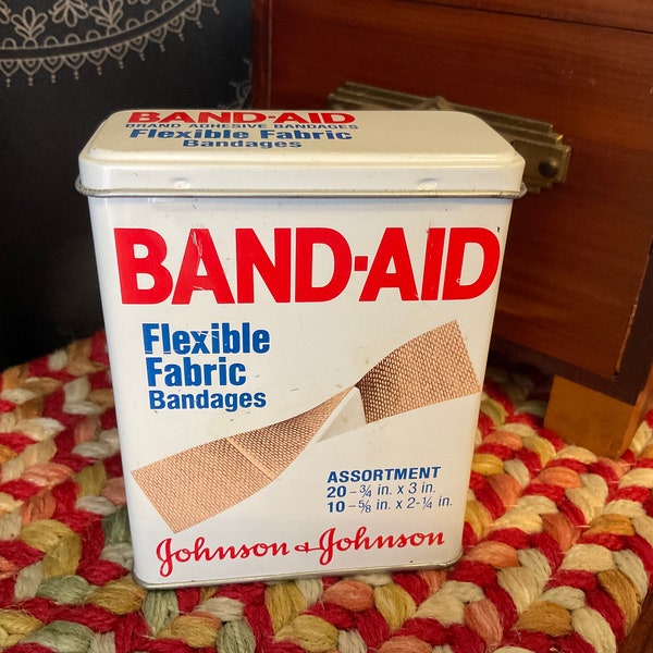 Vintage Band Aid Brand Tin Can. Very Clean inside and out. Band Aid Bandage Tin.