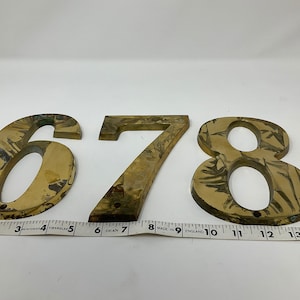 Vintage Cast Brass House Numbers. Vintage Salvaged Brass Address Numbers. 6, 7, 8, 9.