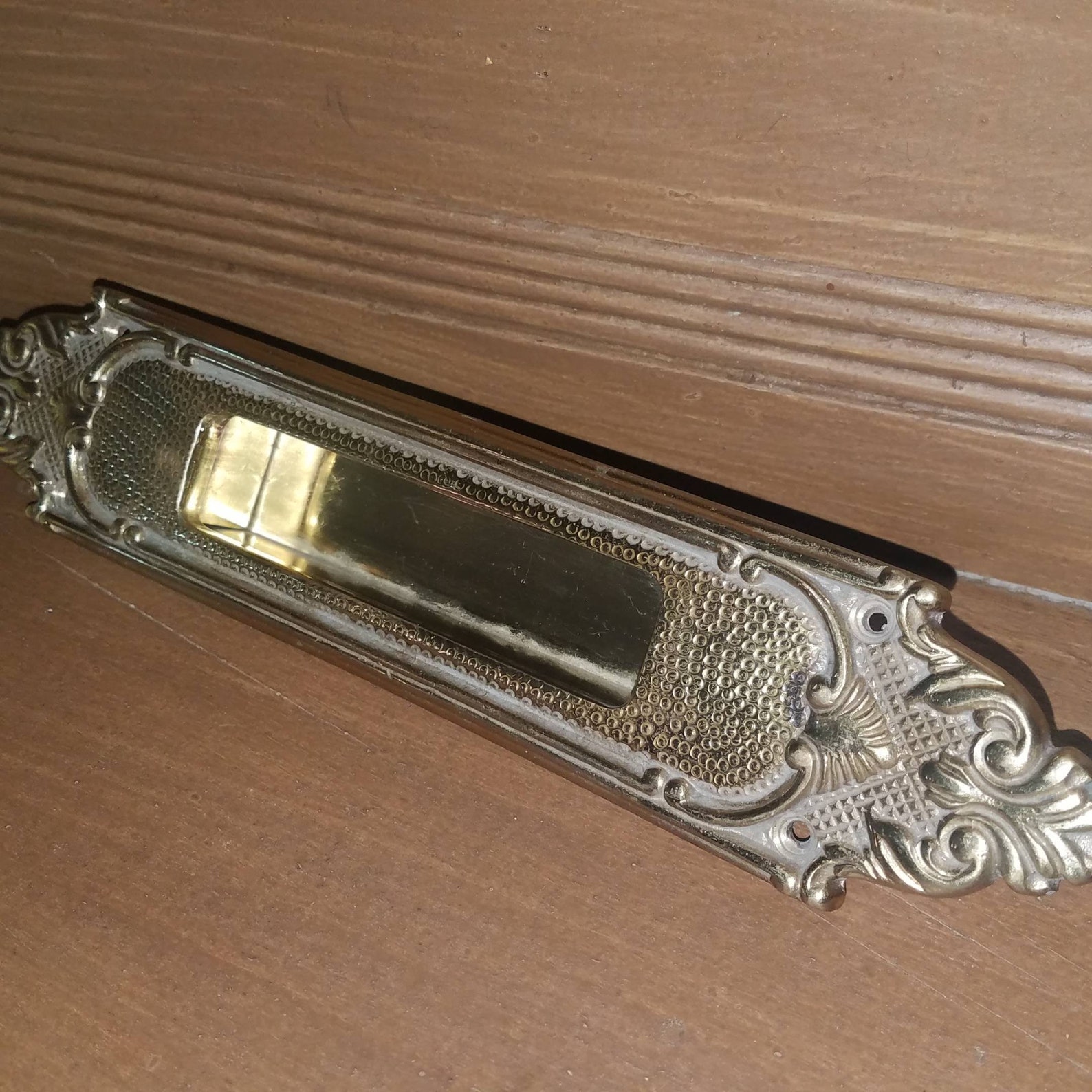 Vintage Solid Brass Pocket Door Handle. Ornate Brass Hardware. Etsy
