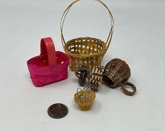 Vintage Lot Tiny, XS, Mini, Extra Small Miniature Baskets for Easter, Shower Favors, Ornaments, etc.