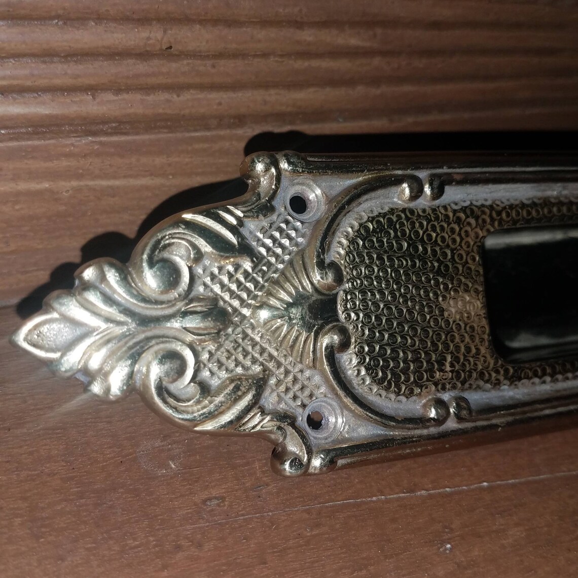 Vintage Solid Brass Pocket Door Handle. Ornate Brass Hardware. Etsy