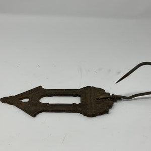 Antique Victorian Cast Iron Eastlake Receipt Spike. Hanging Hook. SHARP! Gothic Arch Hardware.