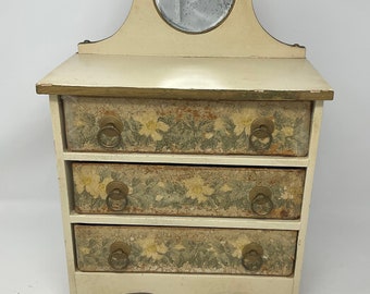 Antique salesman sample bureau with original mirror. Doll Bureau from 1800’s. Not dollhouse furniture. Larger. Payne Furniture