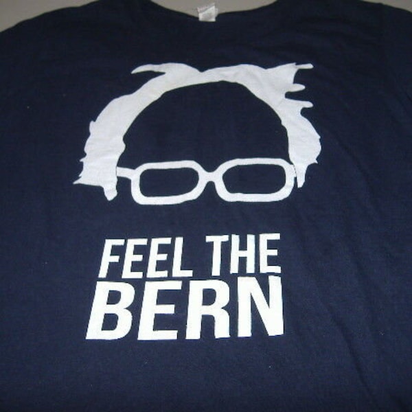 Vintage Bernie Sanders T-Shirt. Gently Used Navy White Feel the Bern Bernie Sanders Womens Tee Medium T-Shirt SS