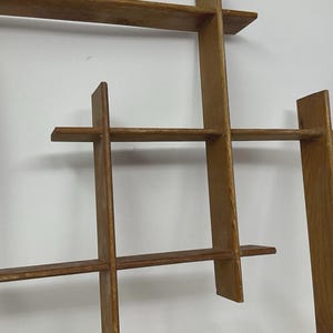MCM Floating Shelf Geometric Interlocking Teak? Curio Shelf. Midcentury Modern.