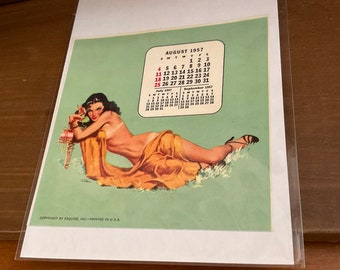 Vintage Esquire Magazine Pin-Up Girl. Esquire Calendar Girl August 1957.