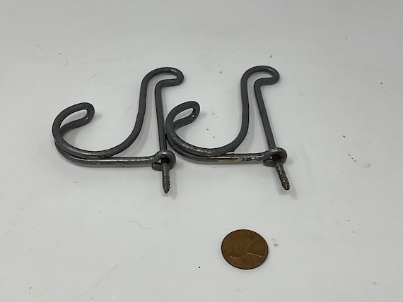 One Large Twisted Wire Self Screw in Wall Hook. Vintage Coat Hat