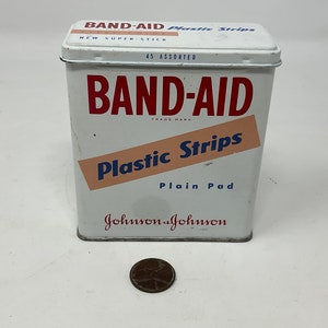 Vintage Band Aid Brand Tin Can. Clean inside and out. Band Aid Bandage Tin.