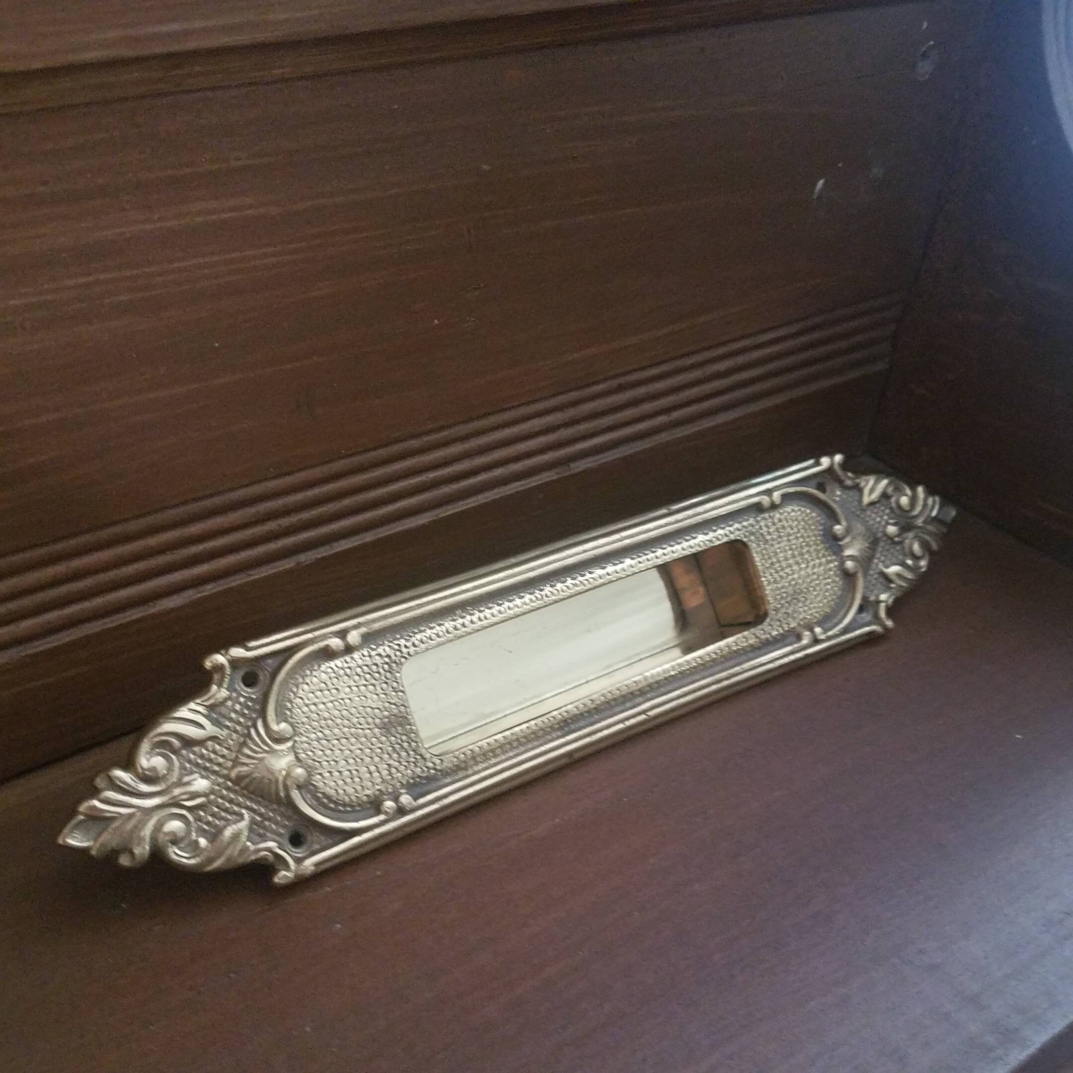 Vintage Solid Brass Pocket Door Handle. Ornate Brass hardware. Etsy