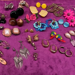 Tons of Vintage Funky Earrings. Cheap! Pierced and Clip. 60’s, 70’s, 80’s, 90’s