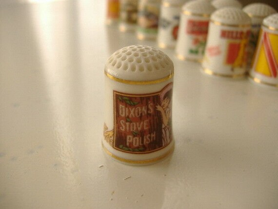 Dixon\u2019s Stove Polish 1980 Franklin Mint Porcelain Country Store Thimble-Bone China