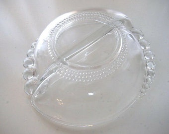 Teardrop Pattern 1940\u2019s Pair of Duncan Miller Glass Divided Dishes