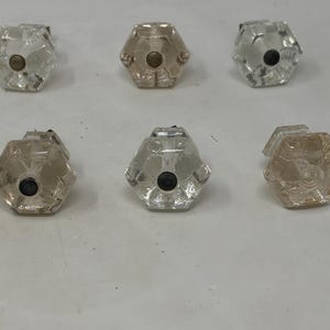 Vintage Salvaged Glass Dresser Hexagon Furniture Knobs. Furniture Hardware 1.5" inch diameter, 1.5" high. Choice of 1. 6 available. Patina.