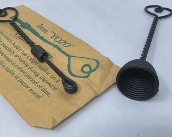 Choice: Vtg Twisted Wire Heart Wrought Match Holder OR Vtg Wire Candle Snuffer