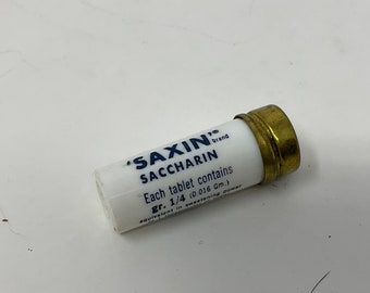 Vintage RARE Saxin Saccharin Vial. Glass Saccharine Bottle. TiNy tInY mini bottle. So cute!