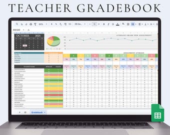 Digital Teacher Gradebook Spreadsheet Assignment Tracker for Teacher Grading Spreadsheet Student Gradebook Google Sheets Gradebook