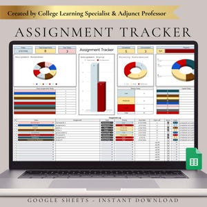 Academic Tracker Google Sheets Assignment Tracker Digital Student Planner 2025 College Assignment Tracker Spreadsheet Homework Planner