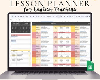 English Teacher Lesson Planner 2026 Academic Calendar Digital Reading Log Spreadsheet English Teacher Homeschooling Planner Reading Log