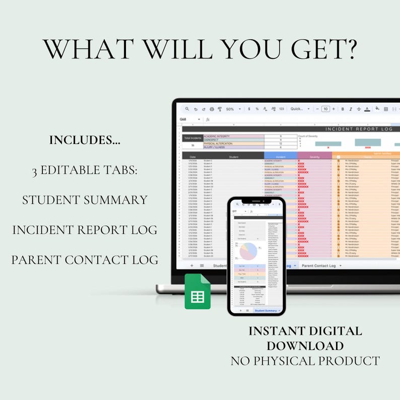 Student Incident and Parent Communication Log Google Sheets Classroom Behavior Tracker Teacher Documentation System image 2