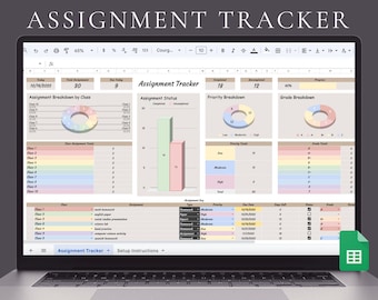 Assignment Tracker Google Sheet, Student Homework Planner (Digital)