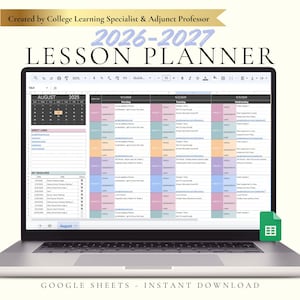 Planificador de lecciones para maestros 2026 Calendario académico Hoja de cálculo digital del plan de lecciones Planificador de educación en casa para maestros 2026 Hoja de cálculo del planificador para maestros