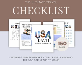 USA Travel Checklist Printable: National Parks, Road Trip Tracker (PDF)