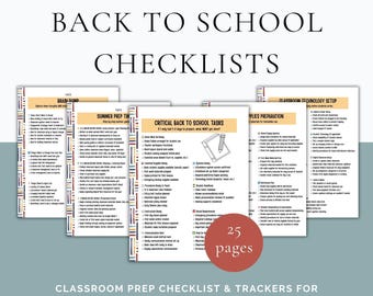 Paquete de listas de verificación para maestros para el regreso a clases: Planificador imprimible para maestros, organización del aula y preparación de lecciones (PDF).