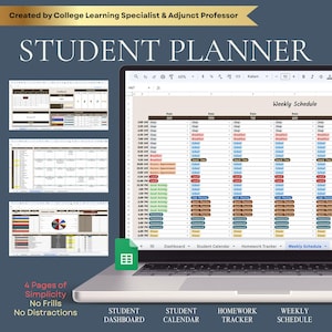 2025 Studentenkalender, Akademischer Kalender für Google Sheets (druckbar)