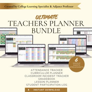 Teacher Planner Bundle Spreadsheet Gradebook Attendance Tracker Curriculum Planner Lesson Planner Classroom Management Spreadsheet
