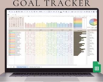 Goal Planner Spreadsheet | Daily & Monthly Goal Tracker (Digital Download)