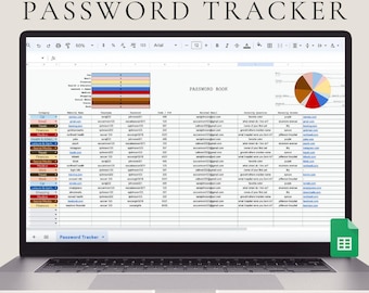 Password Tracker Spreadsheet, Account Manager Google Sheets (Instant Download)