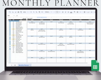 Monthly Planner Spreadsheet Google Sheets Monthly Calendar To Do List Monthly Task Tracker Editable Calendar 2025 Month Planner Template