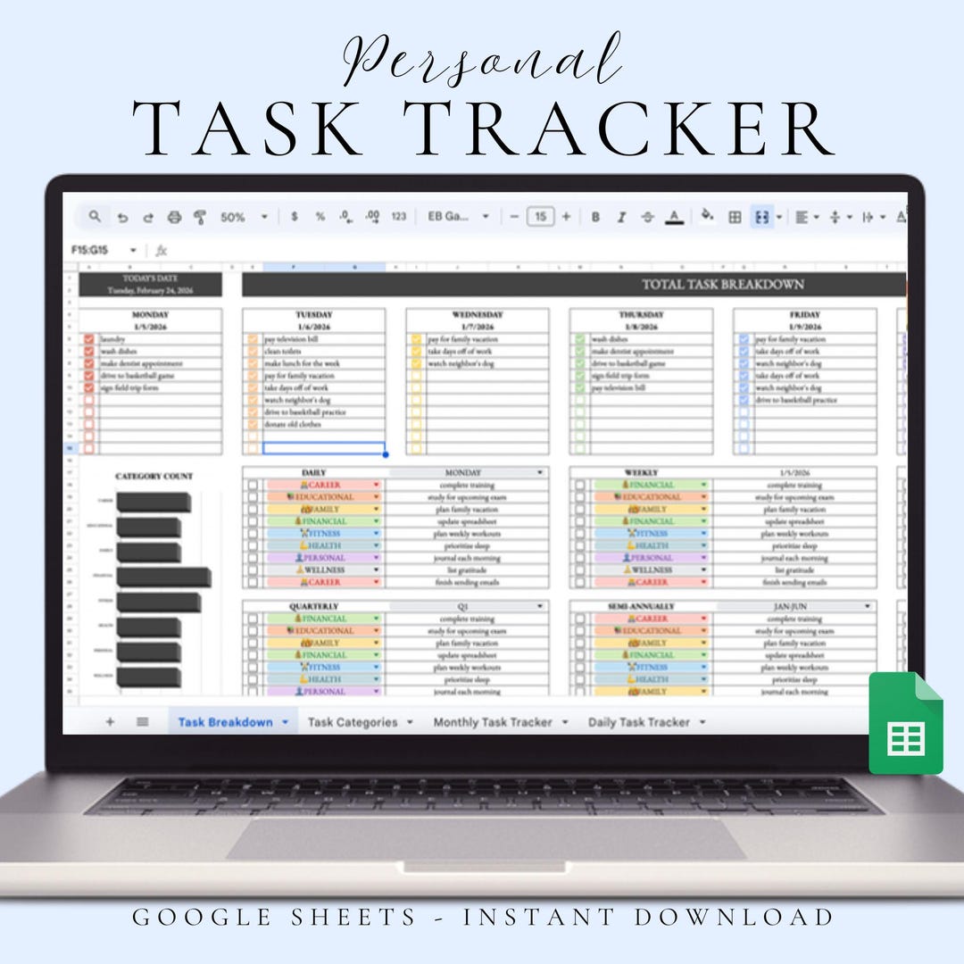 Task Tracker Spreadsheet Template Google Sheets Daily Goal Tracker ...