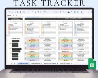 GoogleSheets Task Tracker Spreadsheet Template Daily Goal Tracker Google Spreadsheet Task Tracker Monthly Goal Tracker To-Do-Lists Checklist