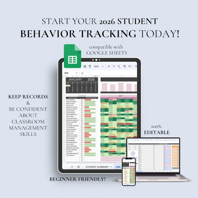 Student Behavior Log Reward Tracker Classroom Behavior Chart Digital ...