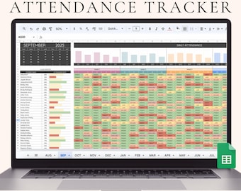 Attendance Tracker Google Sheets Student Tracker for Teacher Attendance Tracker 2025 Academic Calendar Student Attendance Sheet
