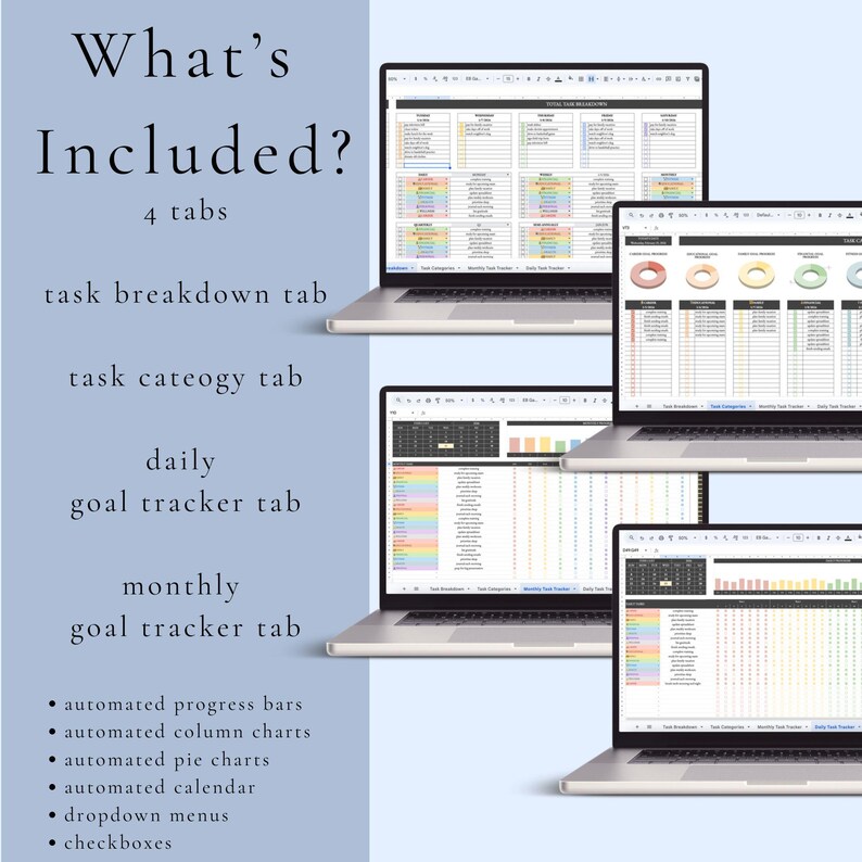 Task Tracker Spreadsheet Template Google Sheets Daily Goal Tracker ...